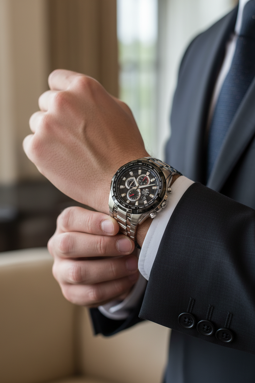 Reloj Casio Edifice EF-539D-1AVUDF lifestyle traje