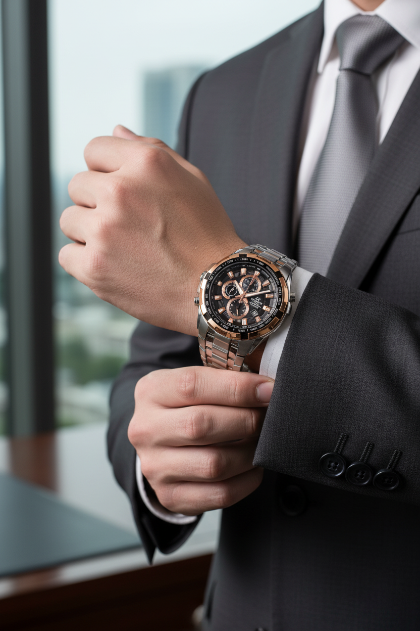 Reloj Casio Edifice EF-539D-1A5VUDF lifestyle traje