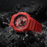 RELOJ PARA HOMBRE CASIO G-SHOCK GA-2100RRB-4ADR  - ROJO