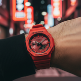 RELOJ PARA HOMBRE CASIO G-SHOCK GA-2100RRB-4ADR  - ROJO