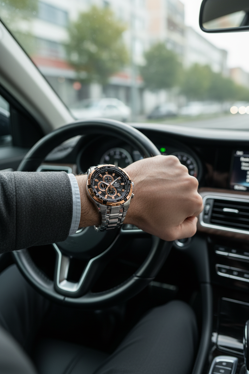 Reloj Casio Edifice EF-539D-1A5VUDF lifestyle conduciendo